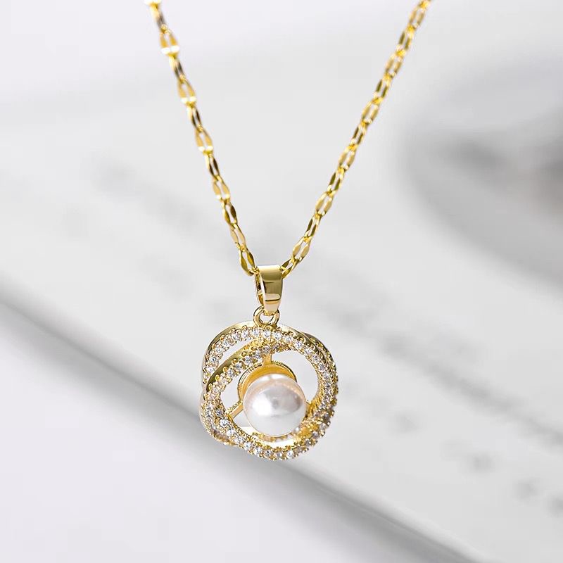 COD! kalung pearls titanium / kalung mutiara anti karat import