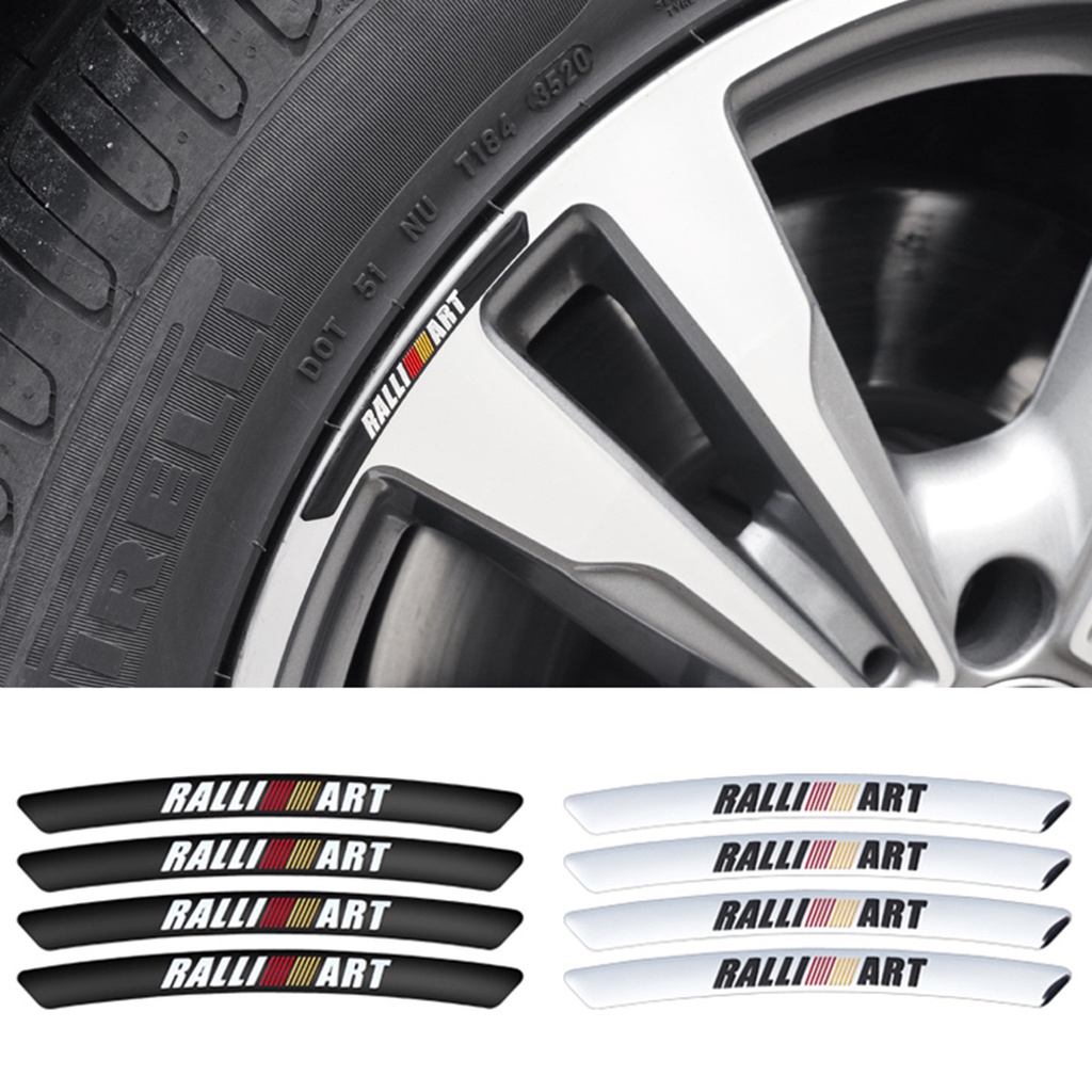 4pcs Stiker Dekorasi Velg Mobil Untuk Mitsubishi RALLIART ASX Lancer 9 10 L200 Outlander Xpander Pajero