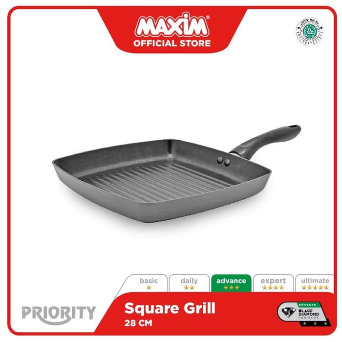 Maxim Priority Teflon 28cm Square Grill Pemanggang