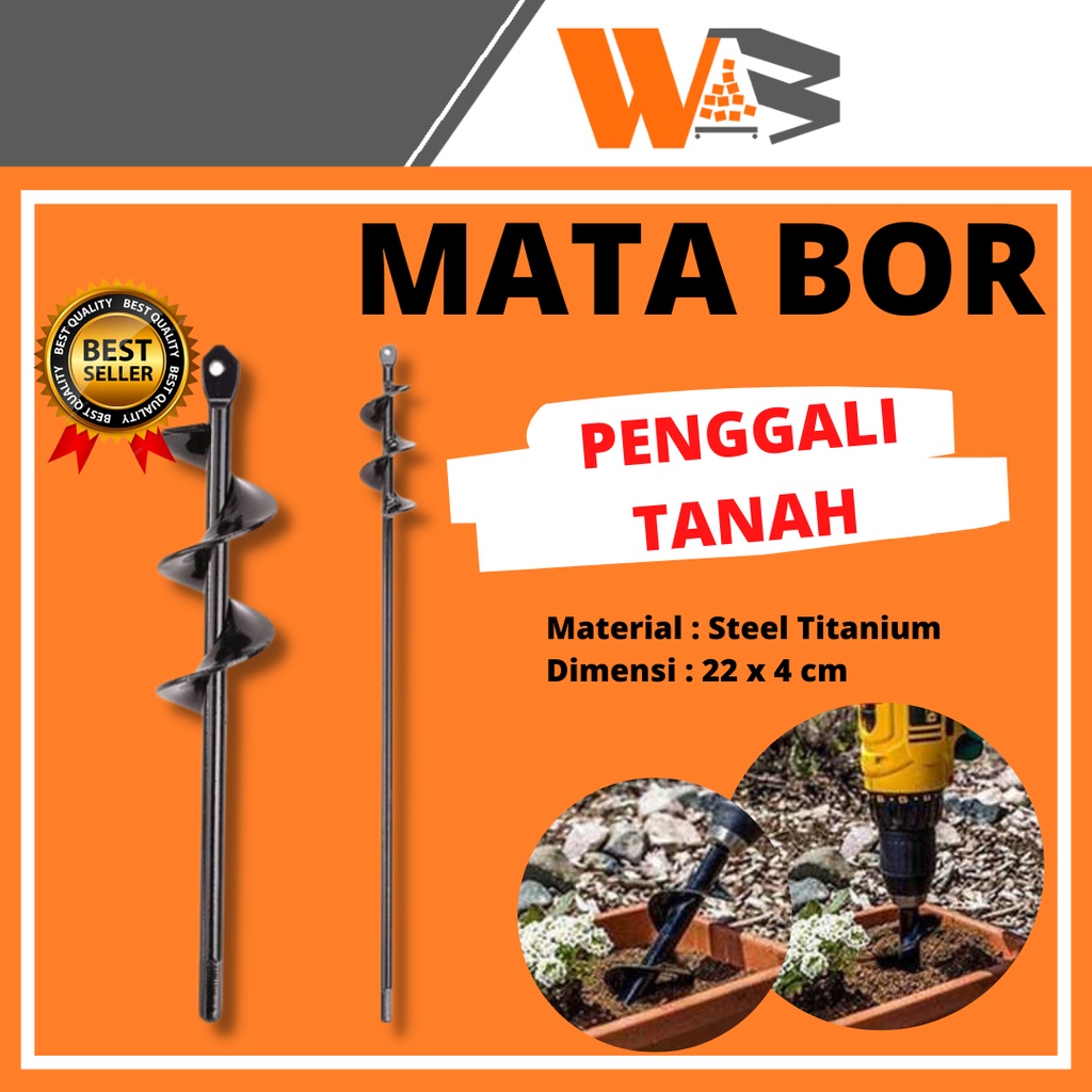 COD Mata Bor Penggali Pelubang Tanah Auger Drill Steel Titanium Spiral