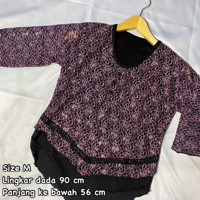 [ ready stock ] Atasan Wanita Blouse Alulla Purple Tile size M blus lengan panjang brukat mix cotton
