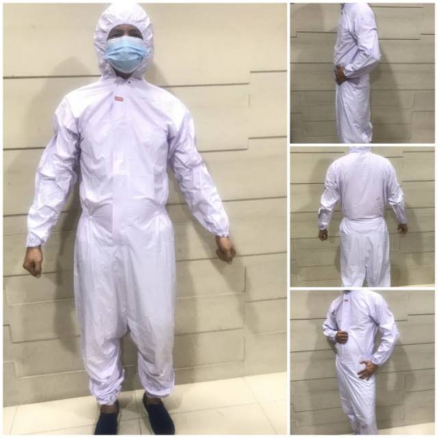 BAJU APD KERJA OVERALL PRIA & WANITA APD HAZMAT BAHAN PARASUT PVC KARET RESLETING ANTI AIR & NODA BA