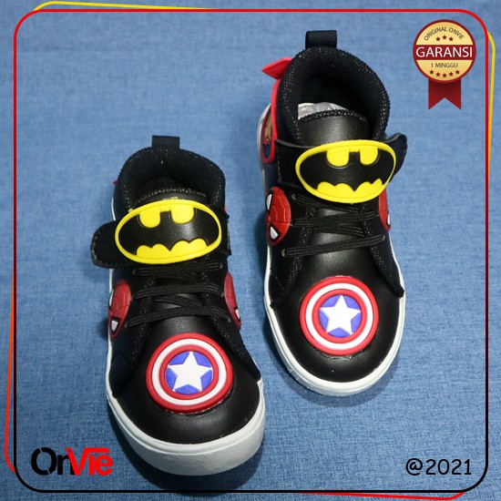 Sepatu Boots Anak Laki-Laki Bayi Motif Superhero | Sepatu Kids Onvie