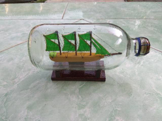 (BISA COD) PAJANGAN MINIATUR KAPAL DALAM BOTOL UKURAN BESAR 20 CM - DEKORASI RUMAH MURAH