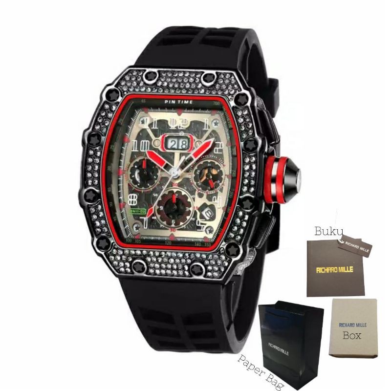 jam tangan pria Richard/jam pria rubber mile