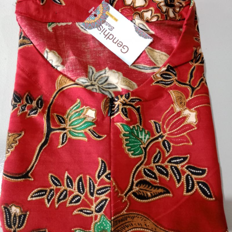 daster batik kelelawar jumbo XXXL LD 140 busui, bahan rayon super tebal dan adem busui-Lowo batik merah