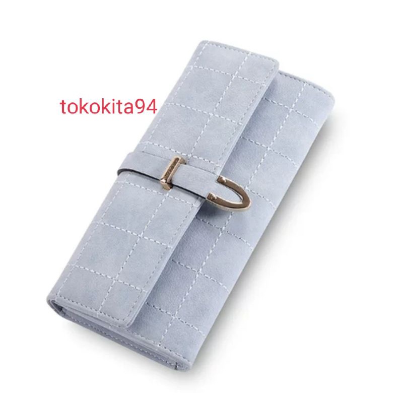 Dompet Panjang Wanita Import Satuan Polos Logam - Dompet Wanita Import Polos Logam 1Pcs - Dompet Wallet Import Satuan Motif Polos Logam