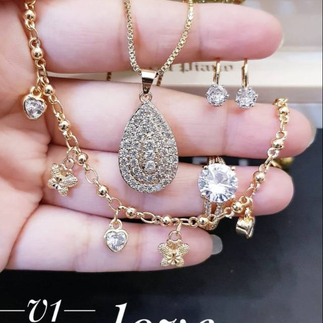 Xuping set perhiasan lapis emas 24k 1018k