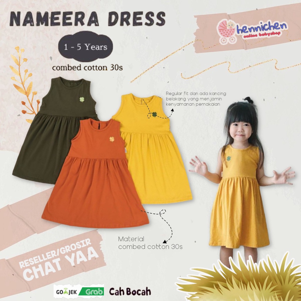 NAMEERA DRESS  ANAK PEREMPUAN BAJU ANAK PEREMPUAN FASHION ANAK PEREMPUAN 1-5 TAHUN