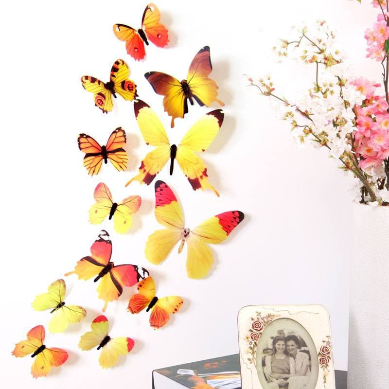 LF - Stiker Dinding 3D Motif Kupu-kupu Walpaper Sticker 12 Butterfly Pvc Import KP01