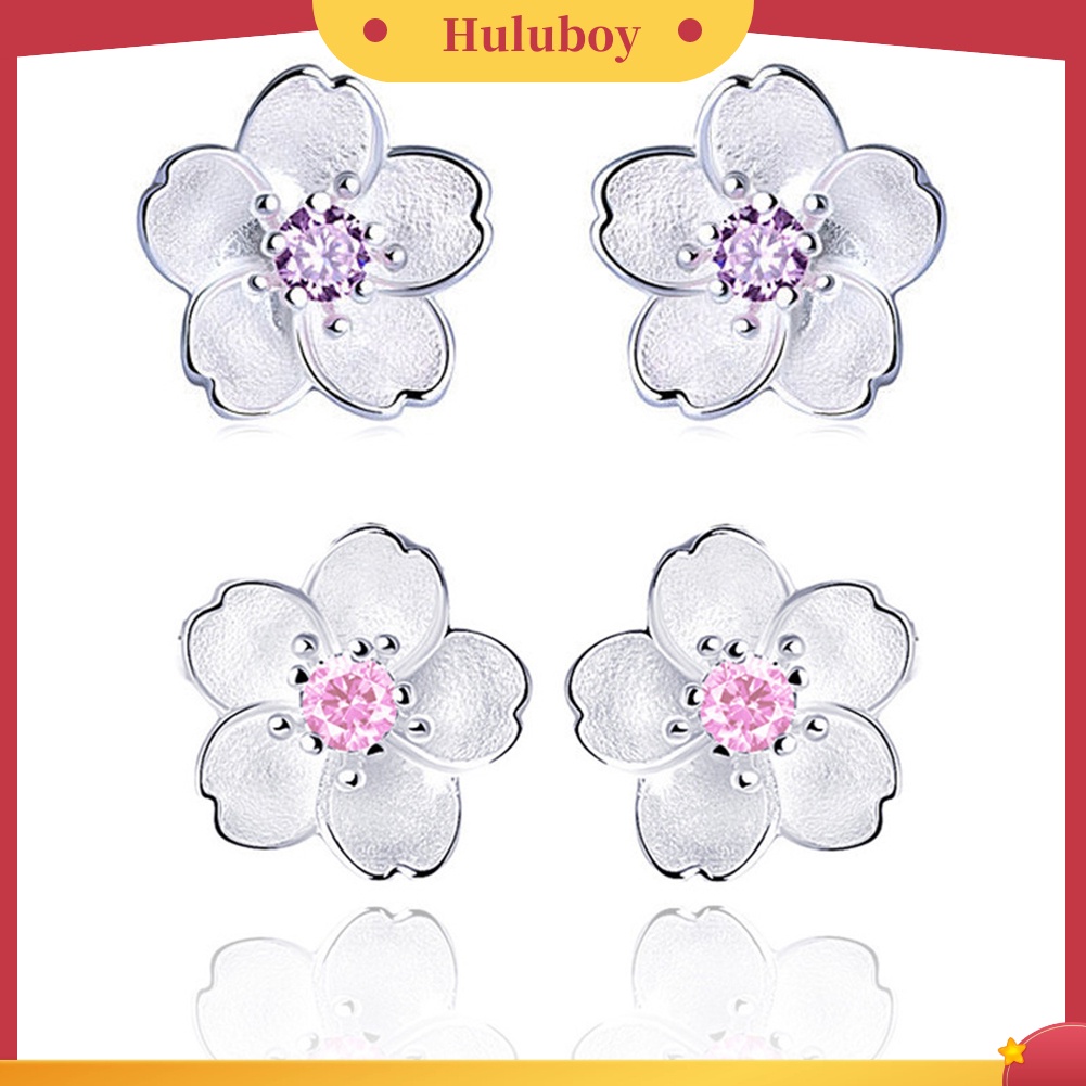 Hu Hu Hu Hu Hu Alat Bantu Pasang Kacamata♡ Anting Tusuk Bentuk Bunga Sakura Elegan Untuk Wanita