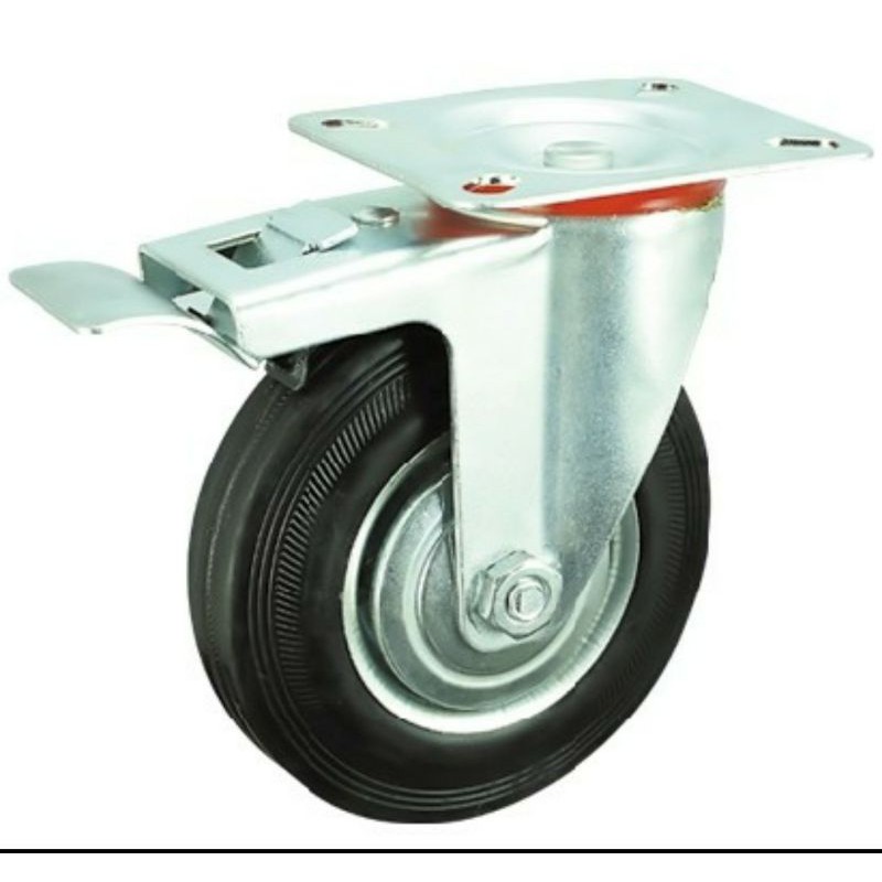Diskon Roda Caster Kaster 3" Rem Roda Troli Karet Etalase Caster 3 Inch KnbmplIONJ7n0