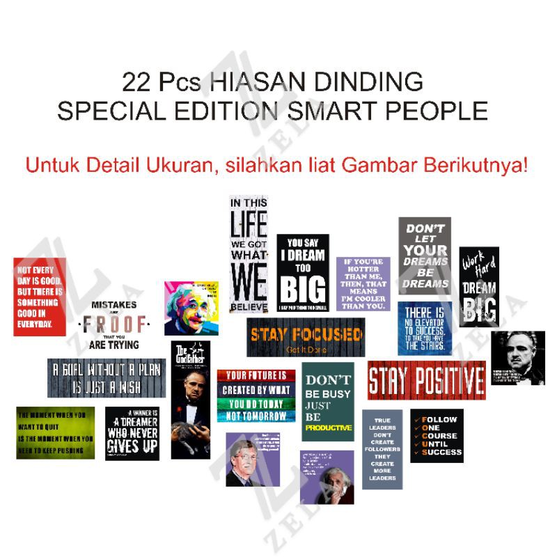 HIASAN DINDING/WALL DEKOR/PAJANGAN DINDING SPECIAL EDITION SMART PEOPLE PAKET 22PCS