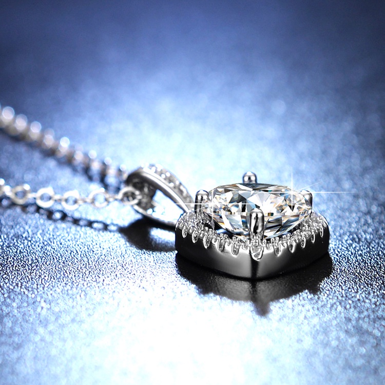 925 perak murni Liontin persegi Kalung kalung berlian untuk wanita Moissanite perhiasan fashion sederhana gaya Korea