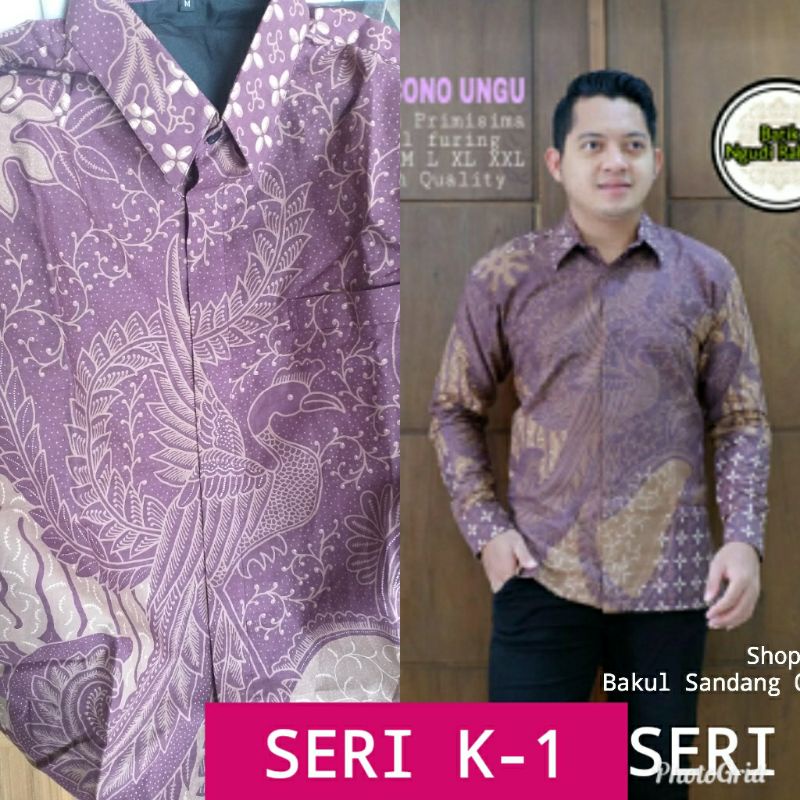 KEMEJA BATIK UNGU LILAC SOF batik pria lengan panjang modern kemeja batik premium