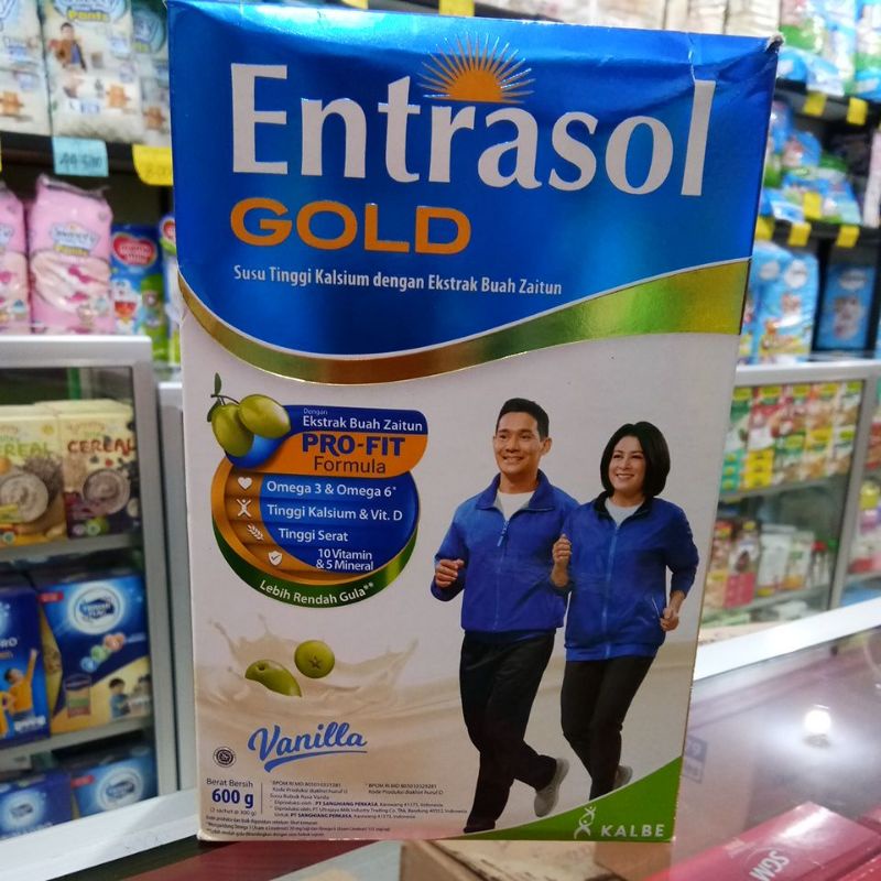 ENTRASOL GOLD PRO-FIT EKSTRAK BUAH ZAITUN VANILA, COKLAT 600GR