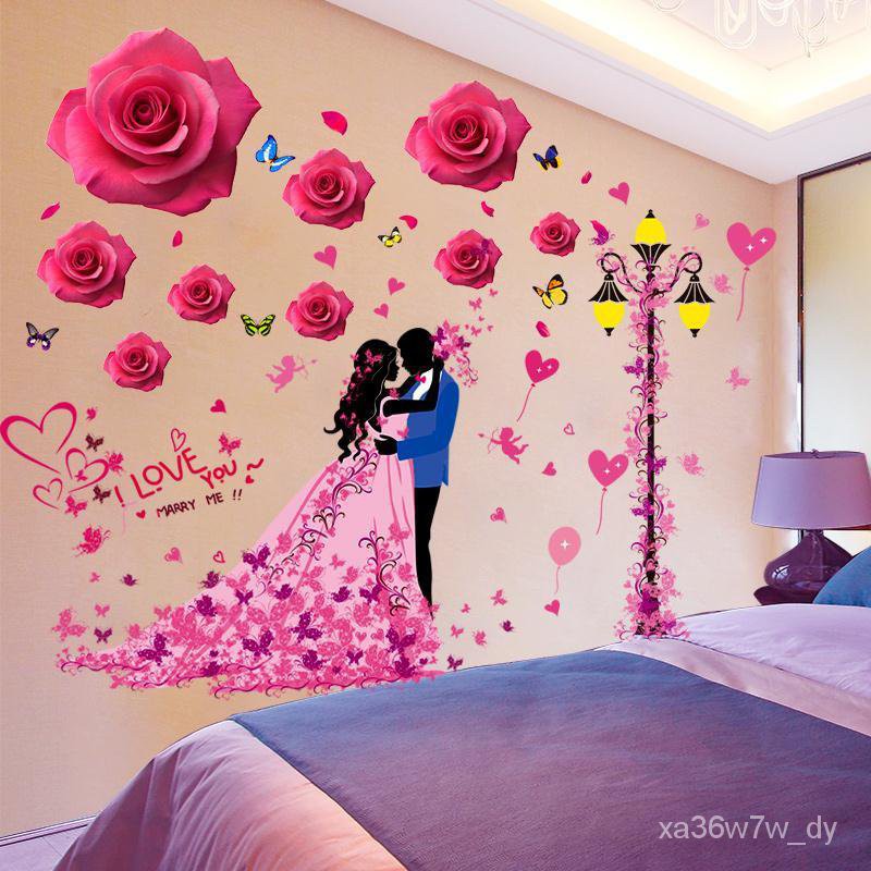 3dStereo Stiker Dinding Wallpaper Stiker Perekat Diri Kamar Tidur Nyaman dan Romantis Kamar Latar Be