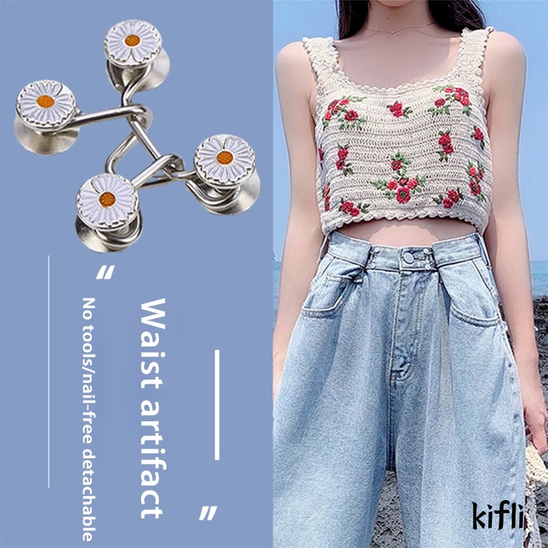 Kancing Jeans Logam,Simple Adjustable Kancing Pengait,Celana Panjang Desain Kait Pengecil Lingkar Pinggang,Bisa Dilepas