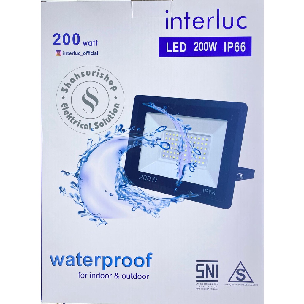 INTERLUC FLOOD LIGHT 200W 200 WATT LAMPU SOROT MURAH TERANG BERGARANSI