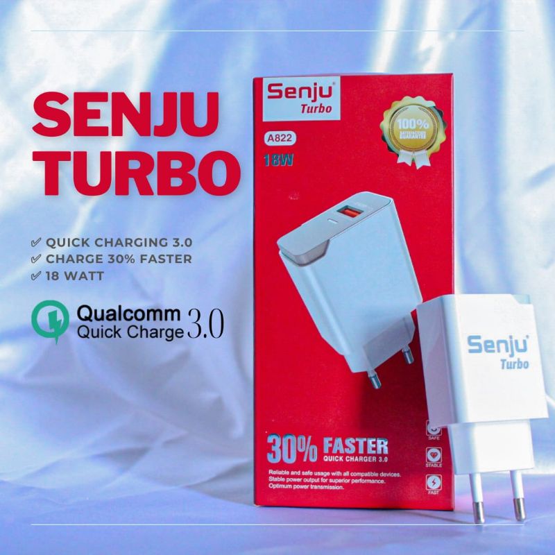 Charger Senju Turbo Original Fast Charger Qualcomm 3.0 with led indicatorlaal