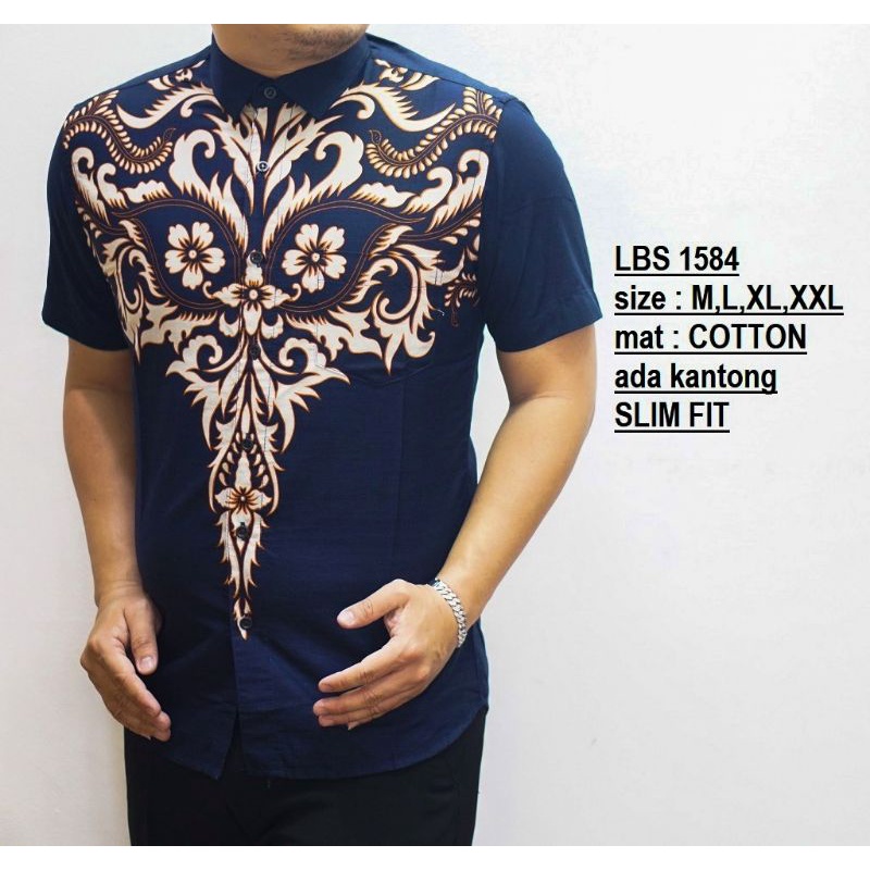 Baju Batik Pria Slimfit Kemeja Batik Pria Lengan Pendek Colin Dion Hem Baju kerja Distro CDS17