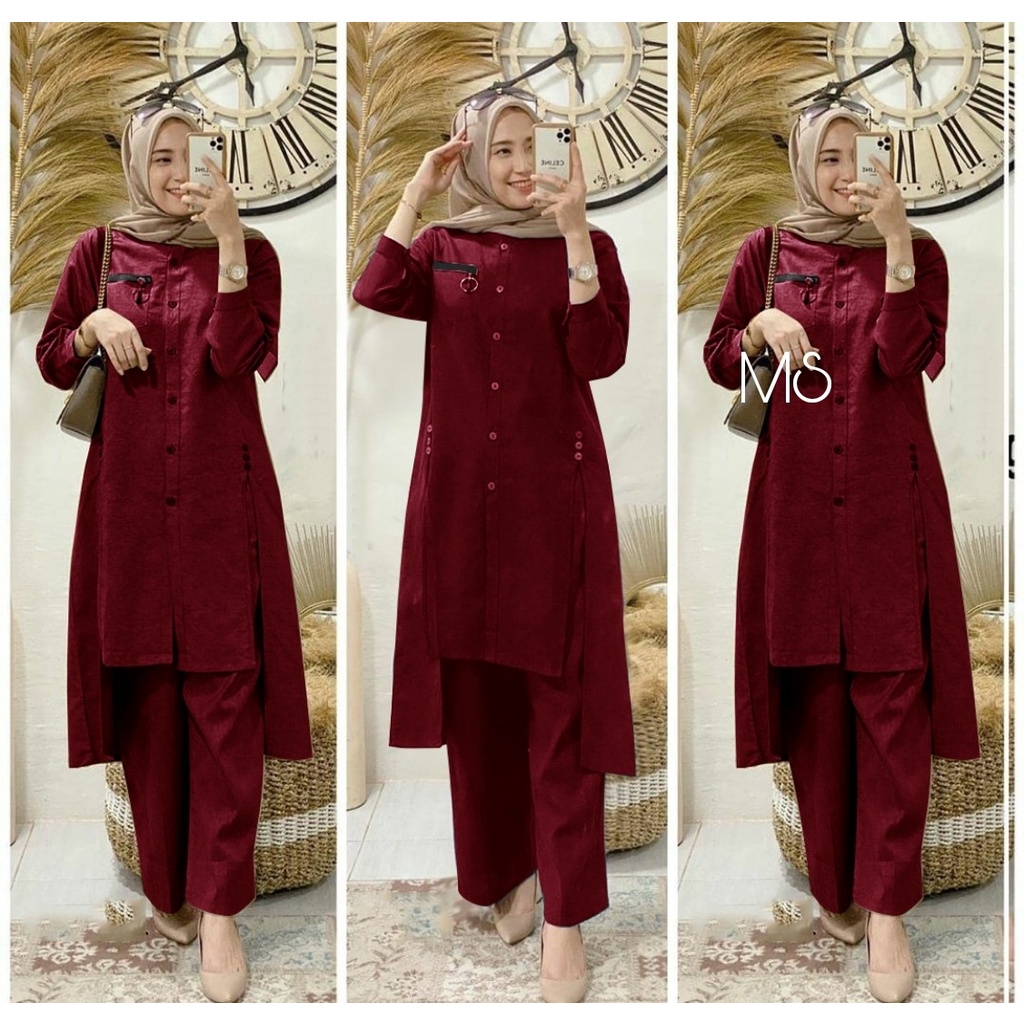 BISA COD -  NATANIA LONG TUNIK SET / SET TUNIK NATANIA 3w mA / SETELAN TUNIK WANITA MUSLIM