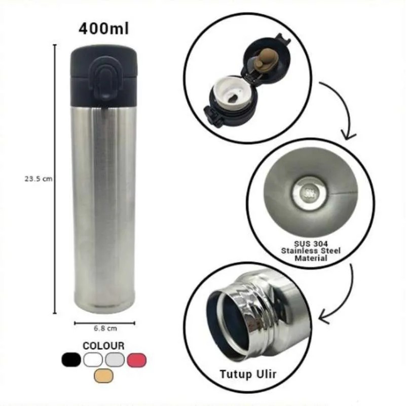 H661 Termos Travel Stainless Steel 400ml Vacuum Flask - Termos Polos Stainless Vogue