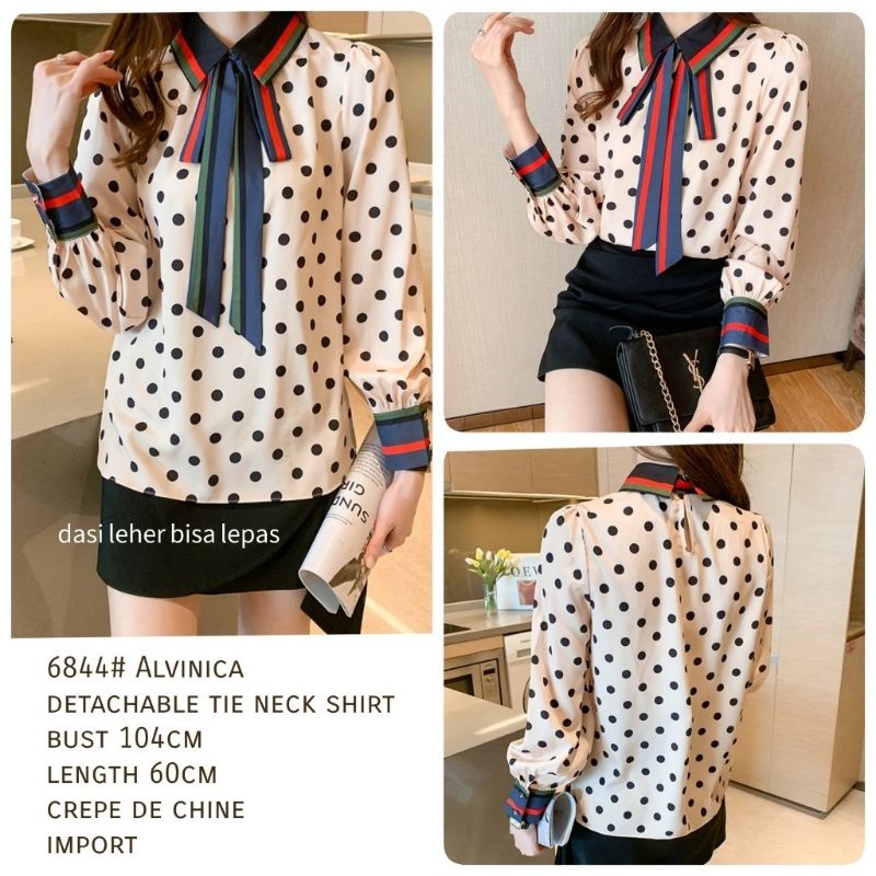 MDLV ~ 6844 Alvinica Detachable Tie Neck Shirt Kemeja Korea Kemeja Premium Blouse wanita Blouse Import Fashion Import