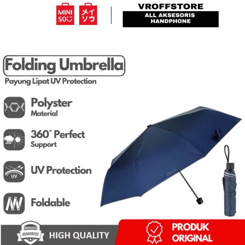 Miniso Payung Lipat Folding Umbrella Solid UV Protection fashionable Original