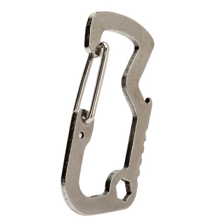 Carabiner Stainless OMSE38SV Steel with Bottle Opener - Silver