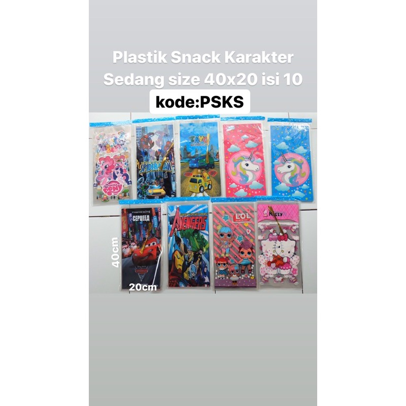 

plastik snack souvenir ultah anak karakter sedang size 40x20 isi 10