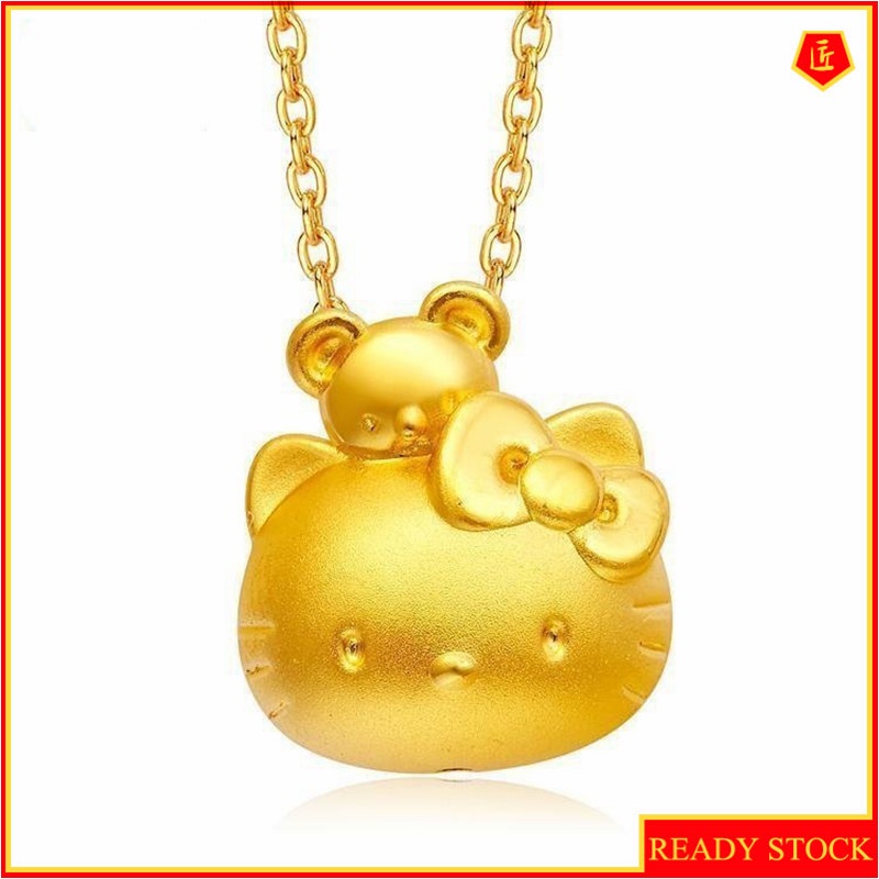 [Ready Stock]Fashion Gold-Plated Hellokitty Gold Pendant Cartoon Necklace