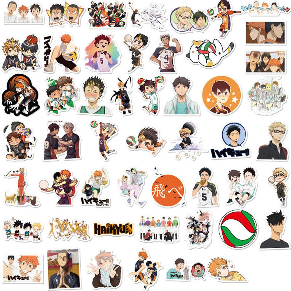 [Elegan] Alat Tulis Stiker DIY Haikyuu Skateboard Gitar Sekolah Kantor Perlengkapan Kawaii Kartun Motor Laptop Bagasi Graffiti Animel Stickers