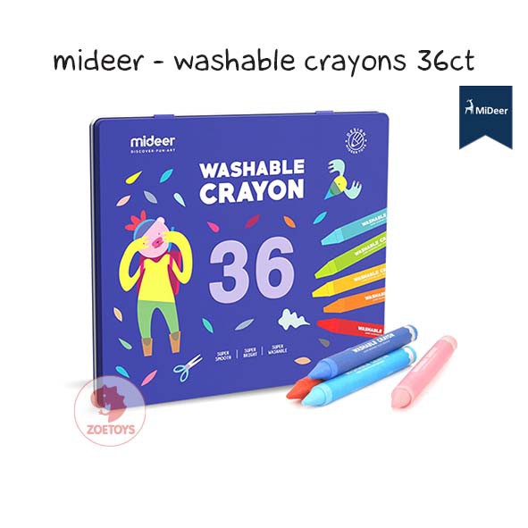 Zoetoys Mideer - Washable Crayons 12 ct. 24 36 warna colors | Peralatan Mewarnai | Nontoxic Crayons | Cari Kado | Cari Kado Natal