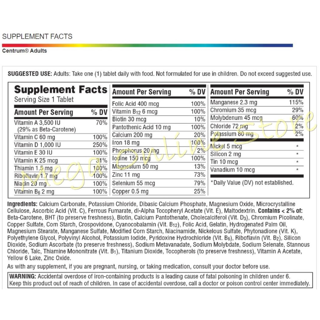 Centrum Adults Under 50 - 60 Tablets