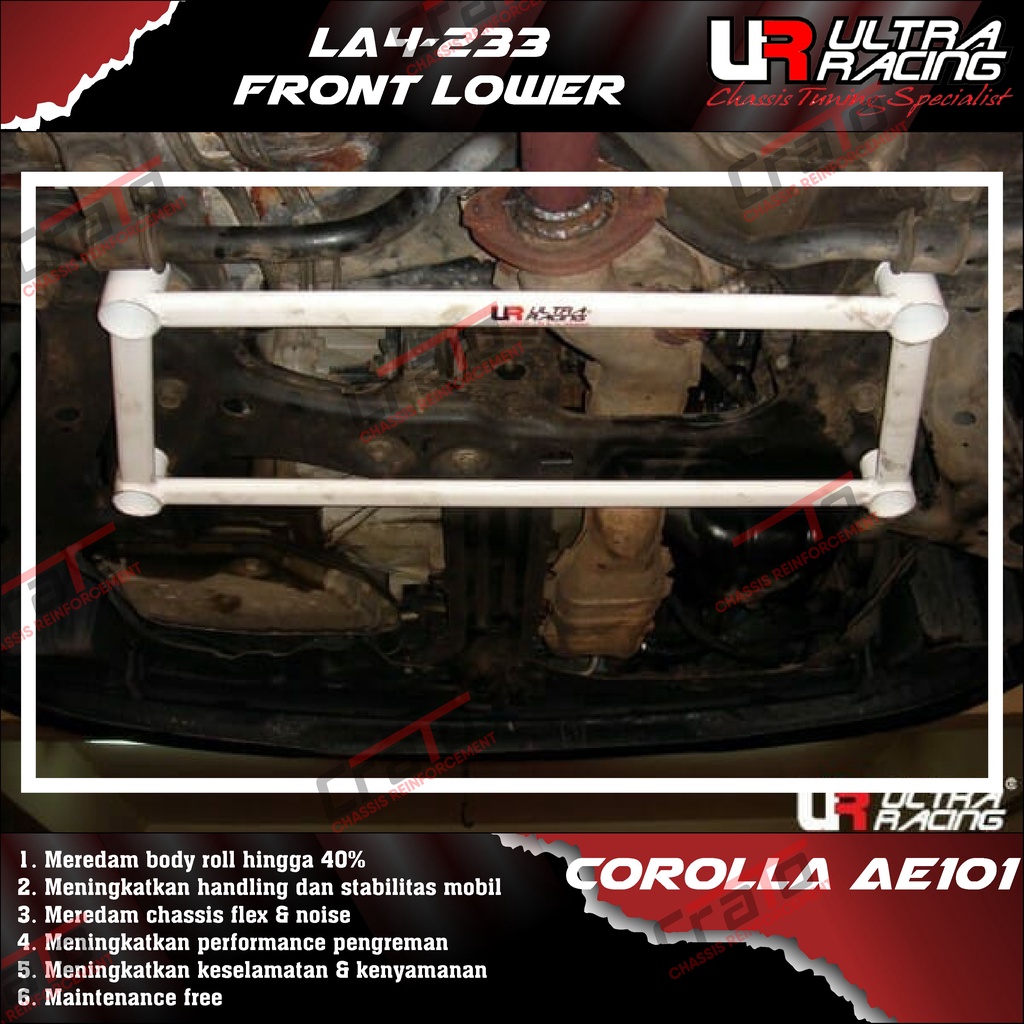 Aksesoris Stabiliser ULTRA RACING Safety Bar - Front Lower Bar 4 Points - Toyota Corolla AE101 AE111