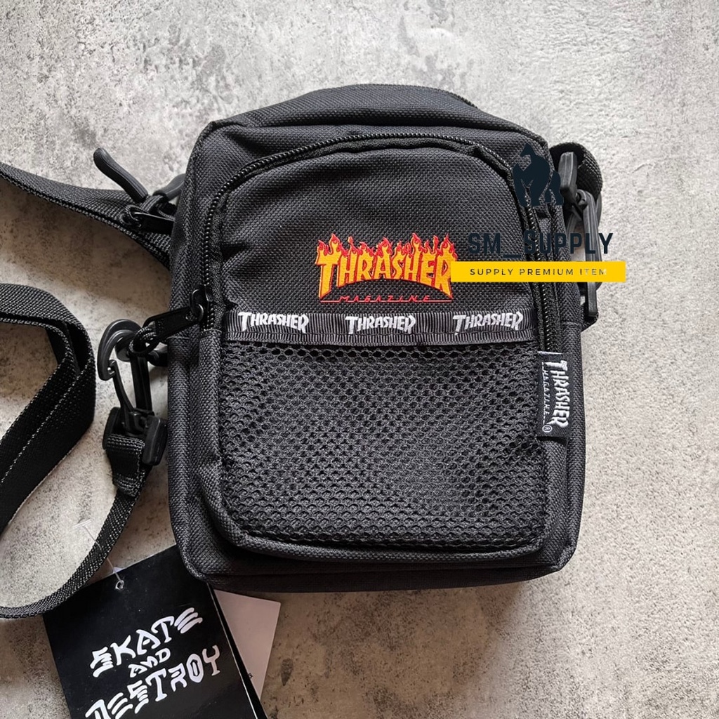 SLING BAG WITH TAG TRASHER / TAS SELEMPANG / TERMURAH / IMPORT QUALITY / LENGKAP WITH TAGF DALAM