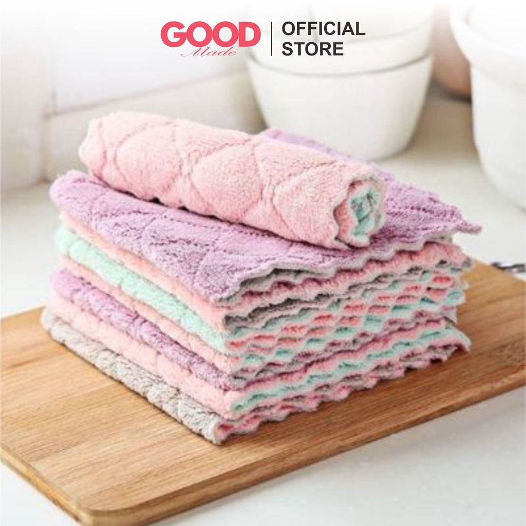 GOOD MADE - Kain Lap Piring Anti Minyak Tebal  Kain Lap Micro fiber Dapur Lap Cuci Piring Gelas Coral Fleece