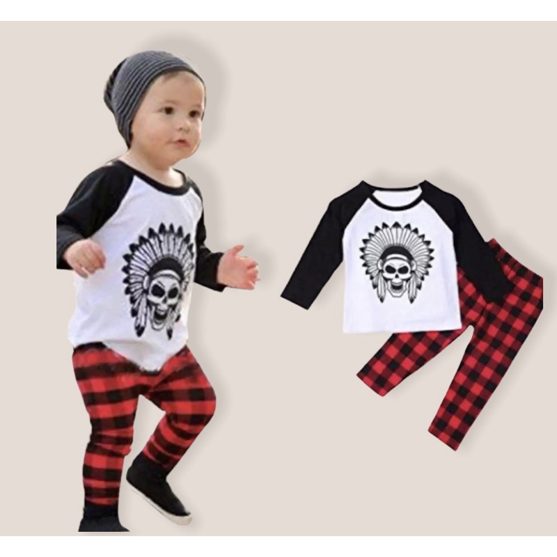 SETELAN BAJU ANAK DAN CELANA ANAK MOTIF PUNK GROSIR