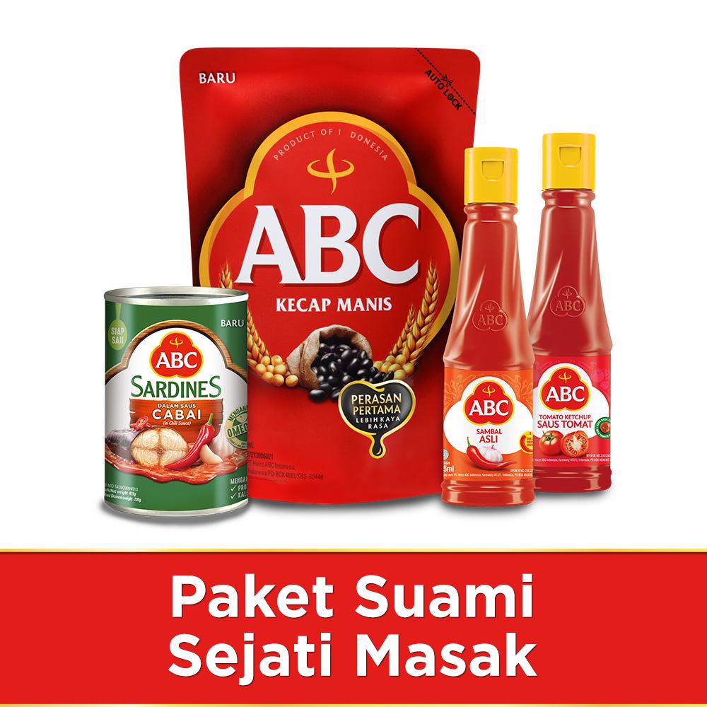 

ABC Kecap Manis + ABC Saus Sambal Asli +ABC Saus Tomat + ABC Sarden Saus Cabai - Paket Suami Sejati Masak