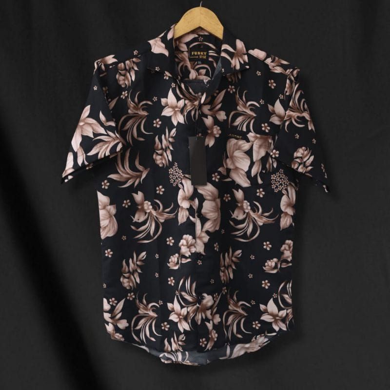 Kemeja Motif Bunga Pria Premium Lengan Pendek Kemeja Pria Surfing