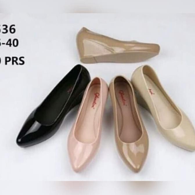 MURAH Sepatu Kerja Wanita Sepatu Wedges Lancip JellyShoes Glanzton L-536 READY