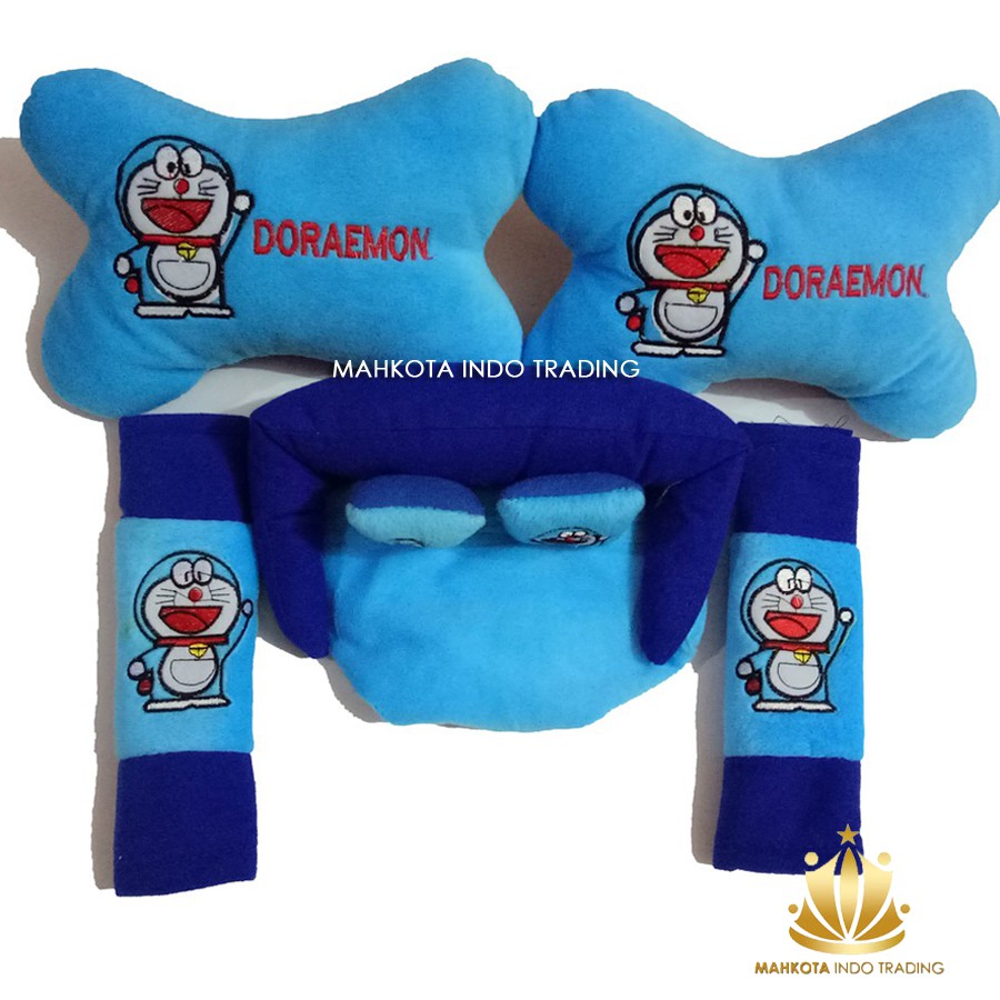 Bantal Jok Mobil Doraemon 3in1 / Bantal Leher Mobil Doraemon / Tempat Tisu Doraemon
