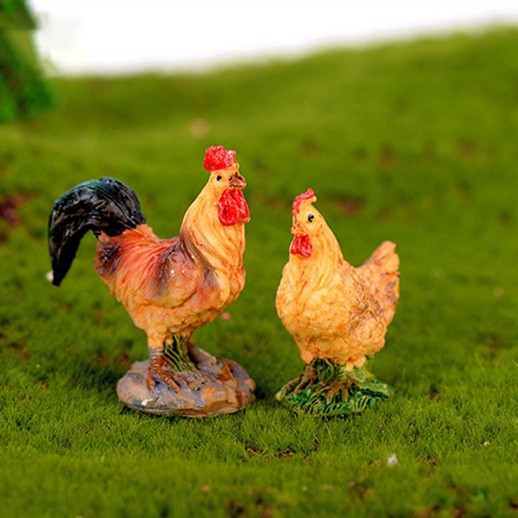 【 ELEGANT 】 Patung Ayam Mini Manusia Hidup Hen Miniatur Simulasi Mainan Anak Patung Ayam