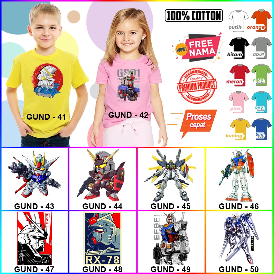 Baju Kaos ANAK DAN DEWASA GUNDAM COUPLE (FREE NAMA)