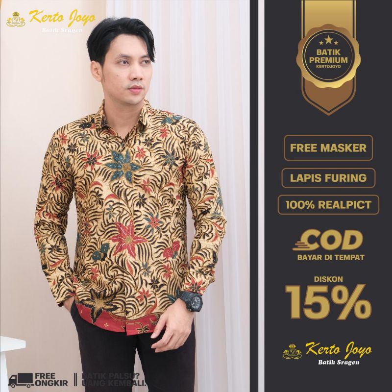 Baju Batik Prabuseno Premium Lengan Panjang Batik Alisan Pria Bahan Katun Original Terbaru MTF11