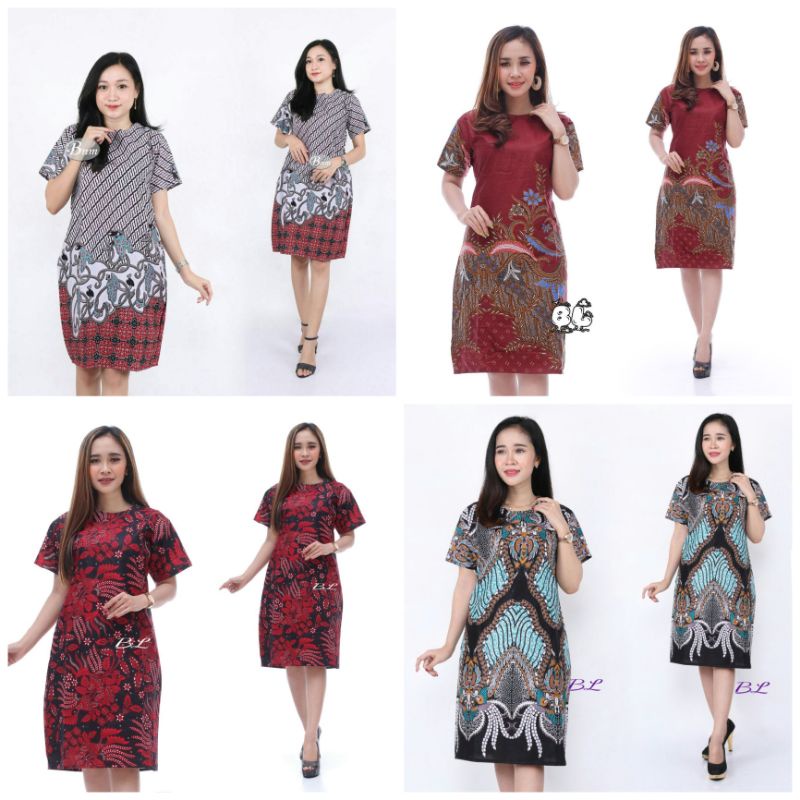DRESS BATIK KATUN KERJA KANTOR/SERAGAM BATIK KANTOR /DRESS BATIK NATAL/VN 999 dengan potongan 14% H