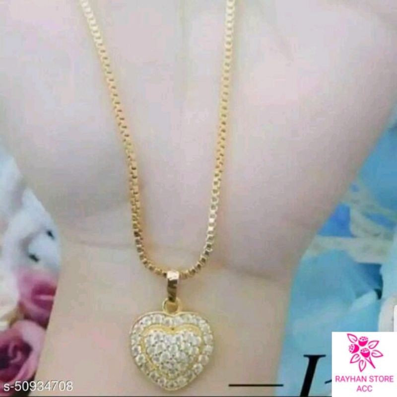 KALUNG LIONTIN LOVE FULL PERMATA FHASION WANITA MEWAH ELEGAN