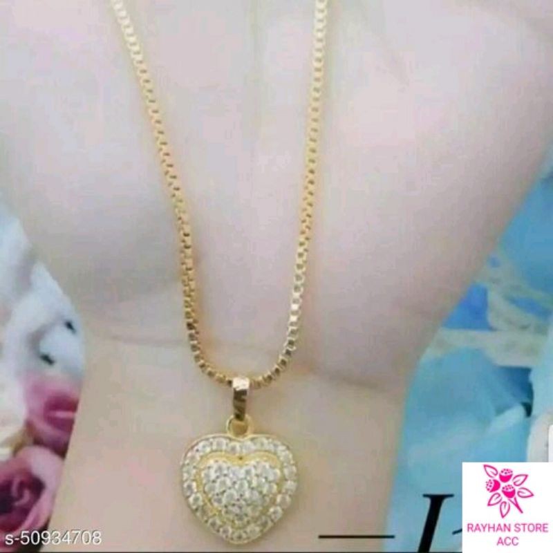 KALUNG LIONTIN LOVE FULL PERMATA FHASION WANITA MEWAH ELEGAN