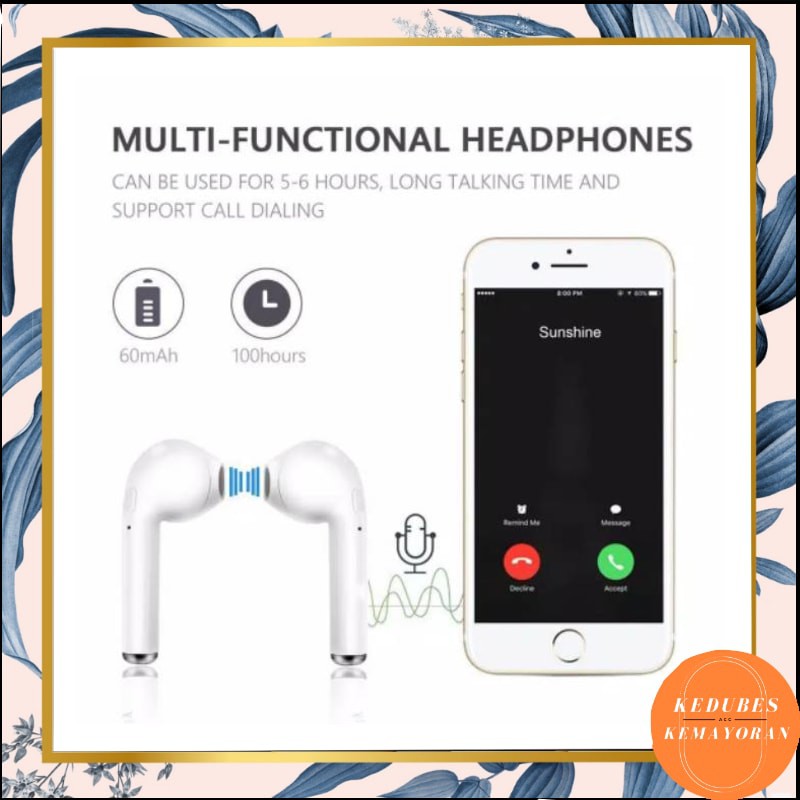 Universal Wireless Earphones I7S twinsHandsfree Bluetooth Multi-Functional Headphones Dual Telinga